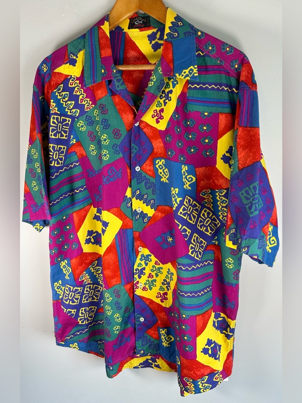 Vintage Paul & Shark Yachting Men’s Button Down Shirt L Abstract Geometric RARE - Picture 3 of 12
